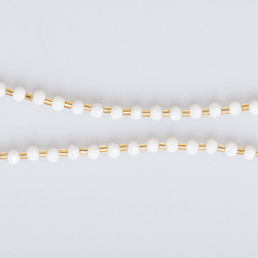 White Heart Stone Long Necklace