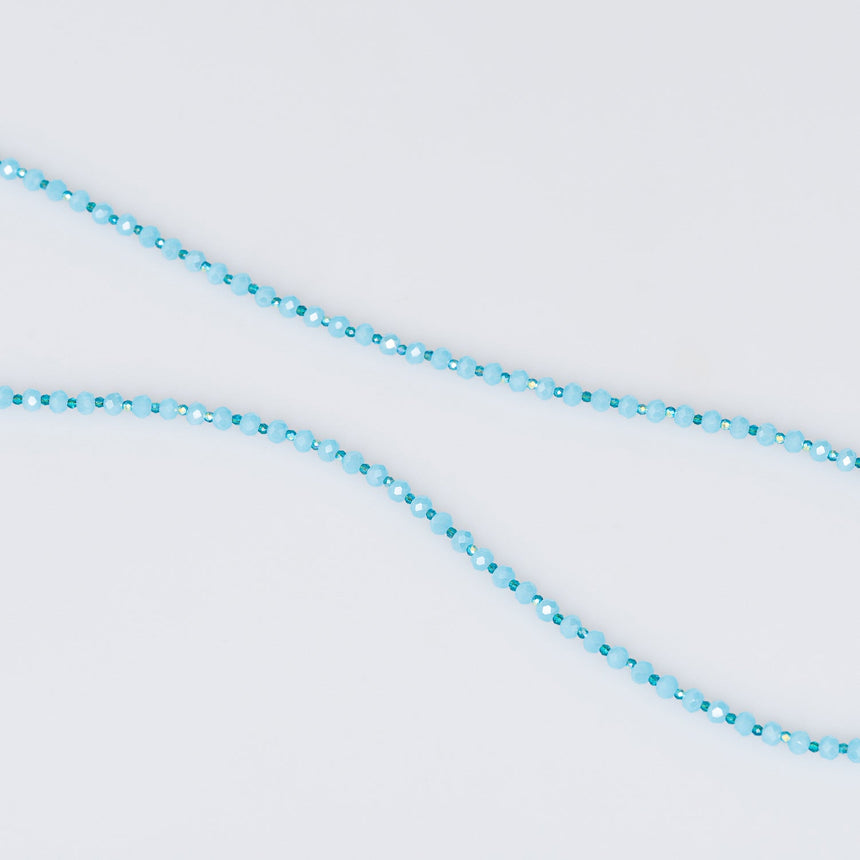 Blue Beaded Stone Pendant Long  Necklace