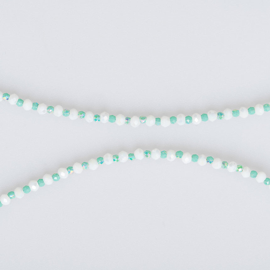 Mint and White Stone Pendant Long Necklace
