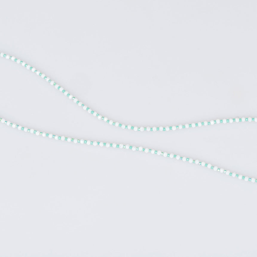 Mint and White Stone Pendant Long Necklace