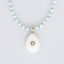 Mint and White Stone Pendant Long Necklace