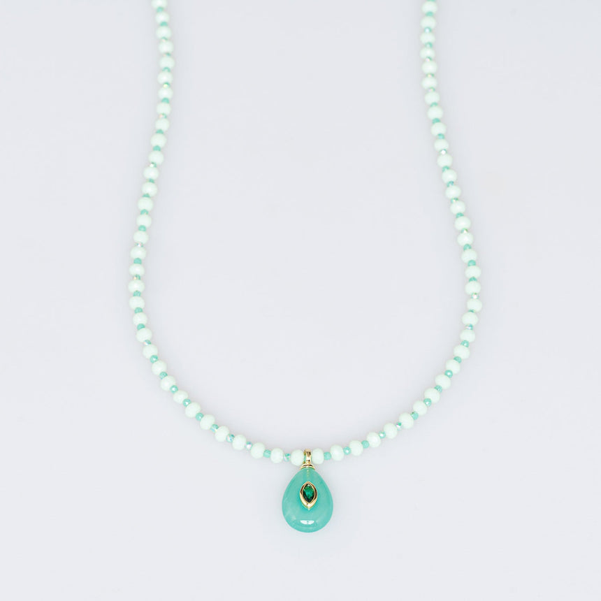 Mint Stone Pendant Long Necklace