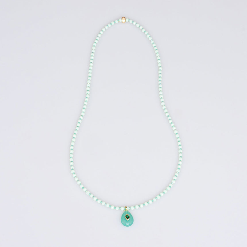 Mint Stone Pendant Long Necklace
