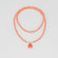 Orange Stone Pendant Beaded Long Necklace