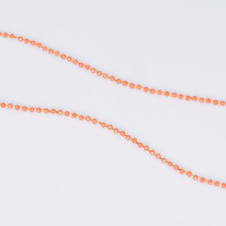 Orange Stone Pendant Beaded Long Necklace