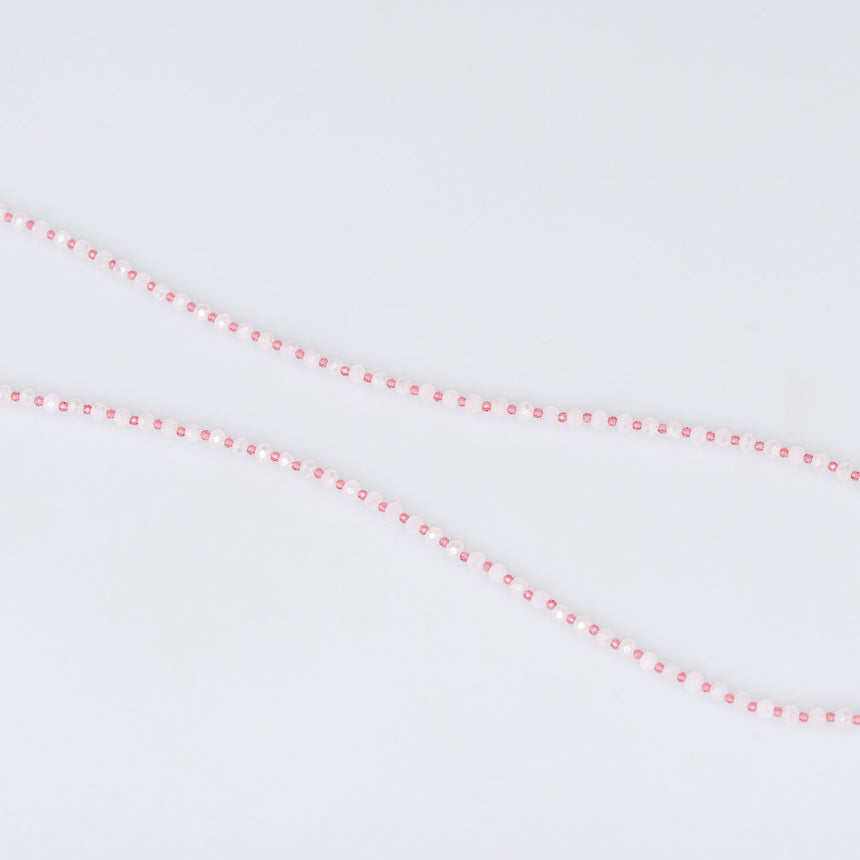 Pink and White Stone Pendant Long Necklace