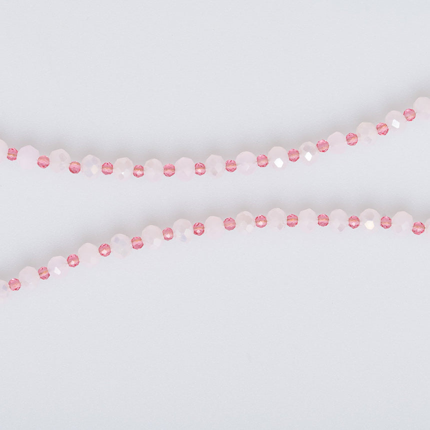 Pink and White Stone Pendant Long Necklace