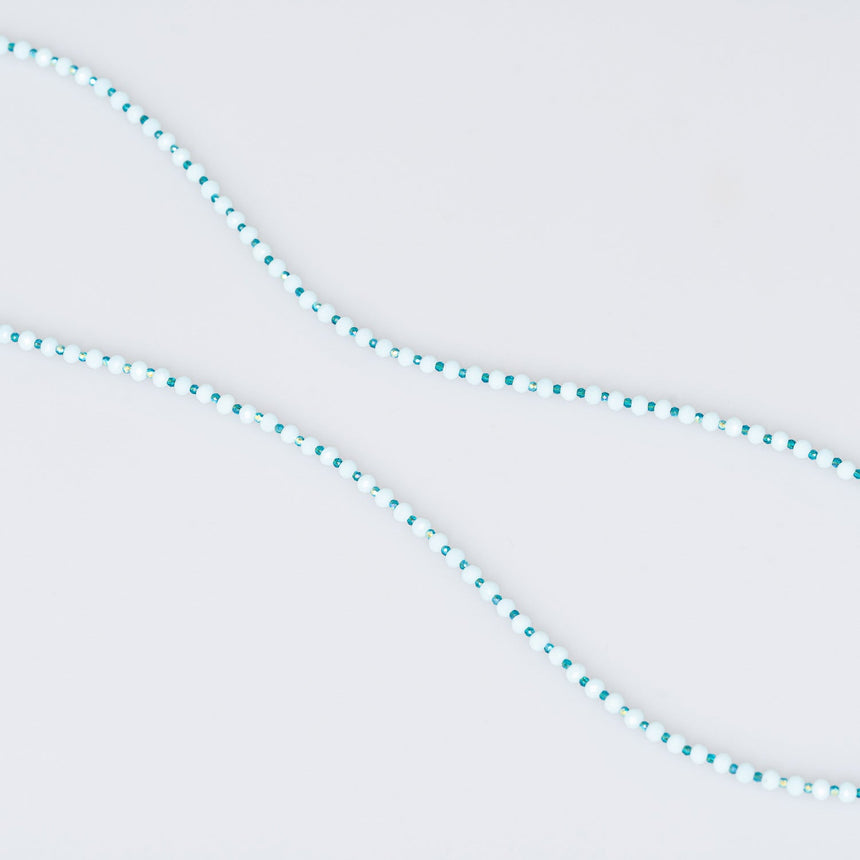 Turquoise and White Stone Pendant Beaded Long Necklace