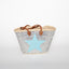 Hand Woven Sequin Beach Baskets - Silver with Light Blue Star