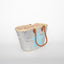 Hand Woven Sequin Beach Baskets - Silver with Light Blue Star